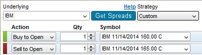 Underlying Symbol Type the symbol for the underlying equity or index for the options you wish to trade. When you are finished, click Get Spreads and view the results for the specified strategy.