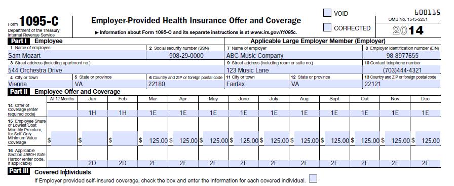 1H - Employee in waiting period January and February 2014 and was not offered coverage 1E - Employee was offered Minimum Essential Coverage providing minimum value to employee, spouse and dependents