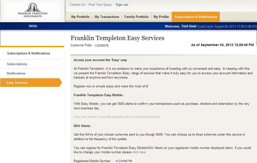 EASY SERVICES Franklin Templeton Easy Mobile Register