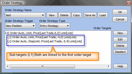 Sub Order Targets Sub Order Targets can be attached to an Order Target. The sub order target is placed when the order target it is associated with is filled.