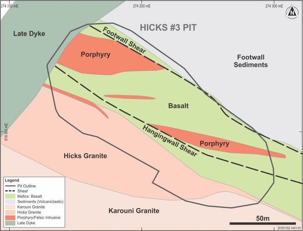 Hicks Mineralisation Hicks Stage 3 Pit Ore Reserve Block Model to October 2016 260,290t at 1.