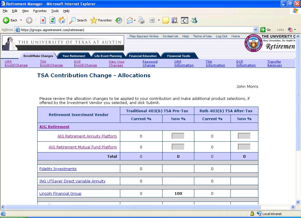 TSA Enroll/Make Changes Page 21 Verify the provider(s) you selected and the