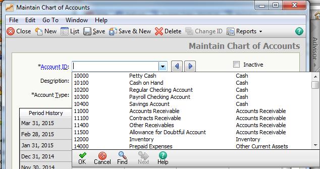 As you type in 10150 into the Account ID cell Sage 50 Complete Accounting is going to start highlighting matching numbers until you have