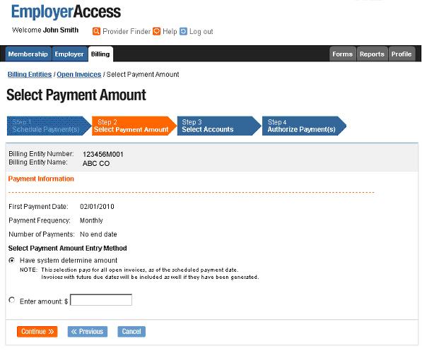 Schedule Your Payments Payment Frequency and Amount First Payment Date and Payment Frequency are carried forward to the Select Payment Amount page.