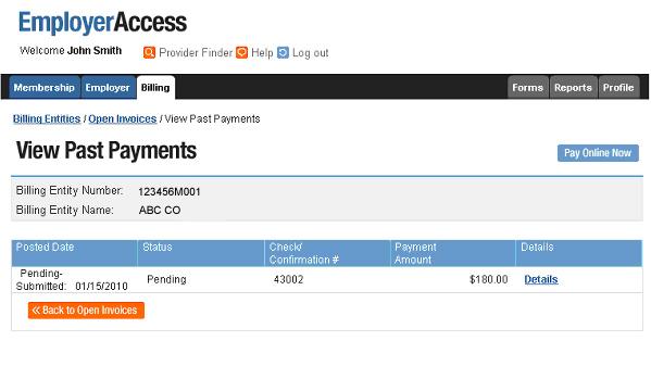 View Past Invoices EmployerAccess Payment History page gives you an easy handle on