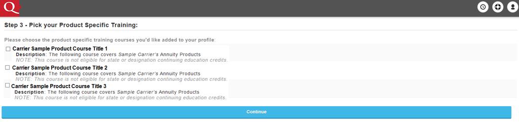 Click Select Courses to proceed to your user dashboard page (homepage).