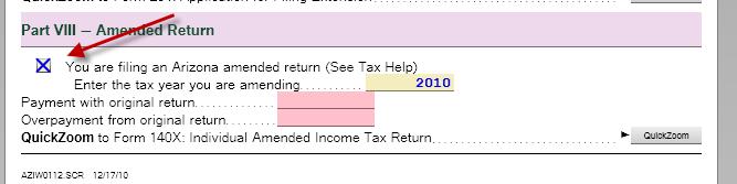 b. If you paid an amount when filing your original Arizona return, enter that amount on the Payment with original return line.