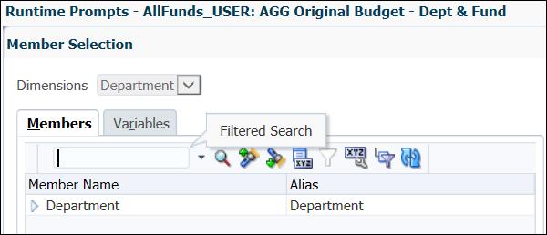 Search for a specific Department by typing in the name into the search bar and selecting the magnifying glass,, icon. NOTE: The wildcard operator is a star: *.