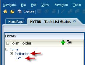 Expand the Institution folder and you will see a listing to the right of the page of forms available for your use.