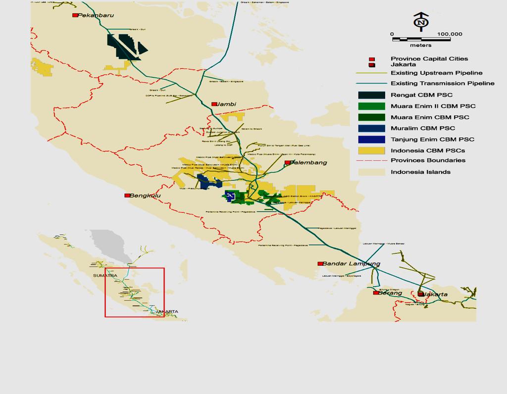 Indonesian Assets Sumatra Basin NuEnergy has significant CBM gas interests in Sumatra: 1. Muara Enim PSC - (partner - Pertamina) - NuEnergy as Operator, 40% revenue share Current Acreage 587 km² 2.