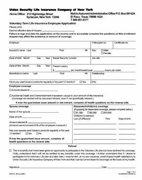 Voluntary Life Enrollment Form Sample and Instructions This form can be accessed on our website for employers: www.assurantemployeebenefits.