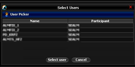 Select Users Window 4) The table shows users who are unassigned to