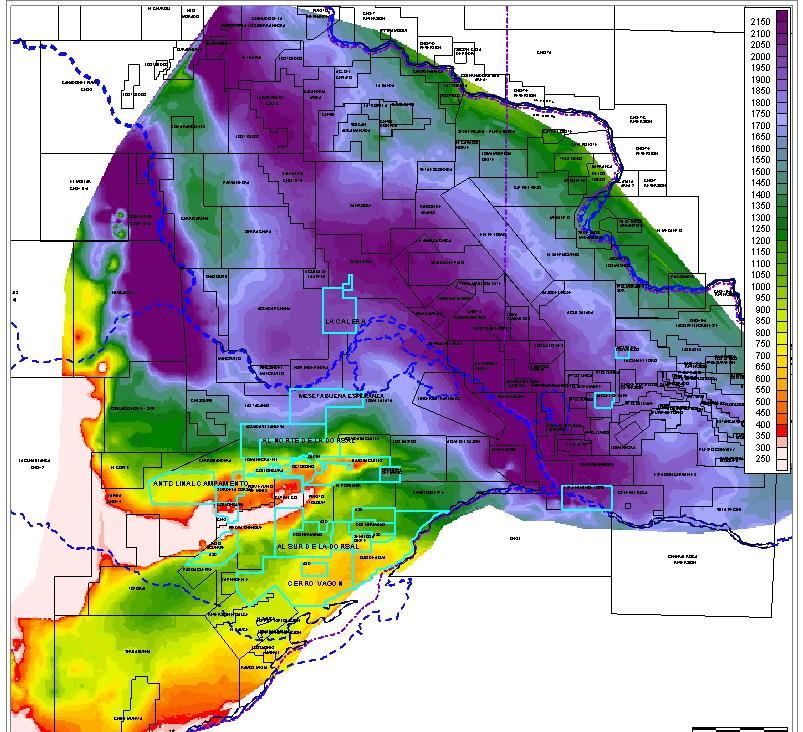 Eagle Ford (Texas) is an appropriate comparison to Vaca Muerta This basin produces roughly the equivalent to Argentina s oil & gas production Surface / Eagle Ford Vs.