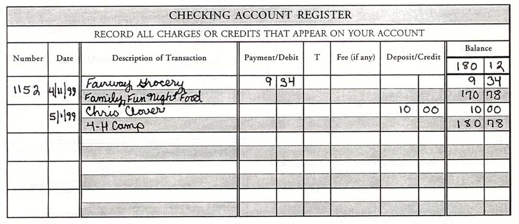 RECORDS AND REPORTS Maintaining the Check Register In the checking account register, record the checks you ve written (see Image 5).