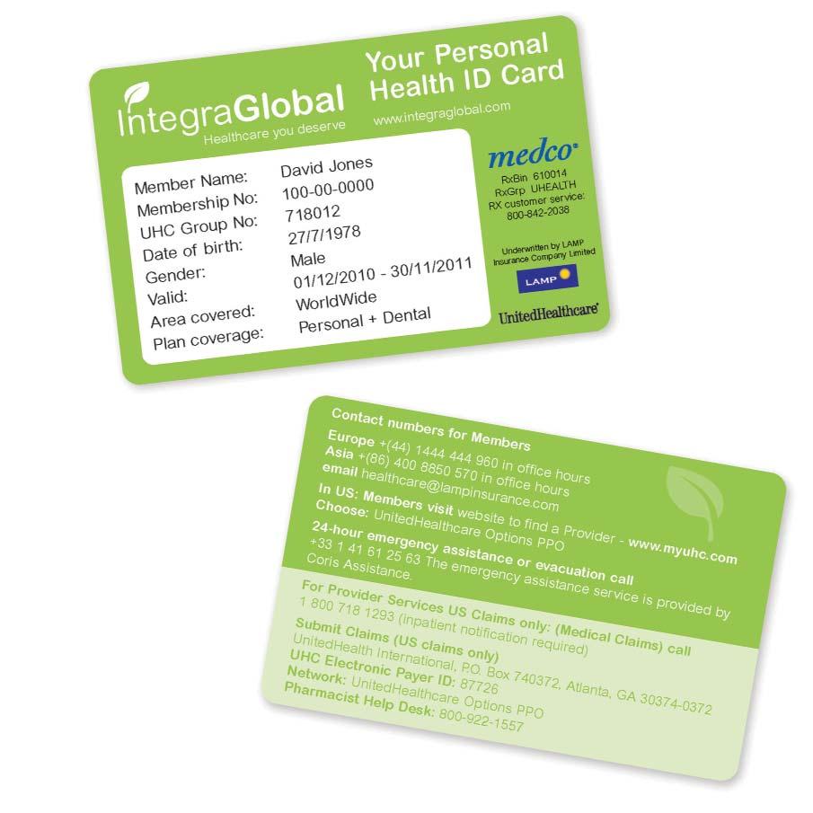 Worldwide Access to your Health Benefits The Integra Global Member ID Card is a powerful tool for your staff to access benefits in a time of need.