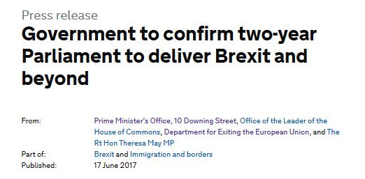 Developments in June 2017 Formal negotiations begin Find more information on EU negotiations: 1 st Round: 19 June 2017 2
