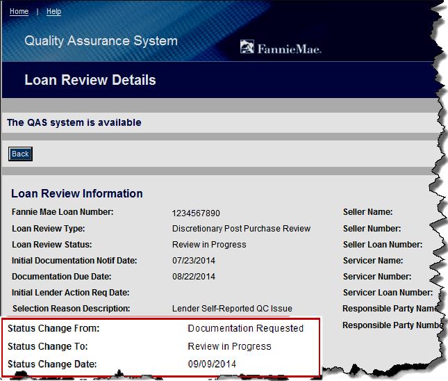 Loan Review Details Enhancements The Loan Review Details screen has several enhancements Figure 9: Loan Review Information Selection Reason Description.