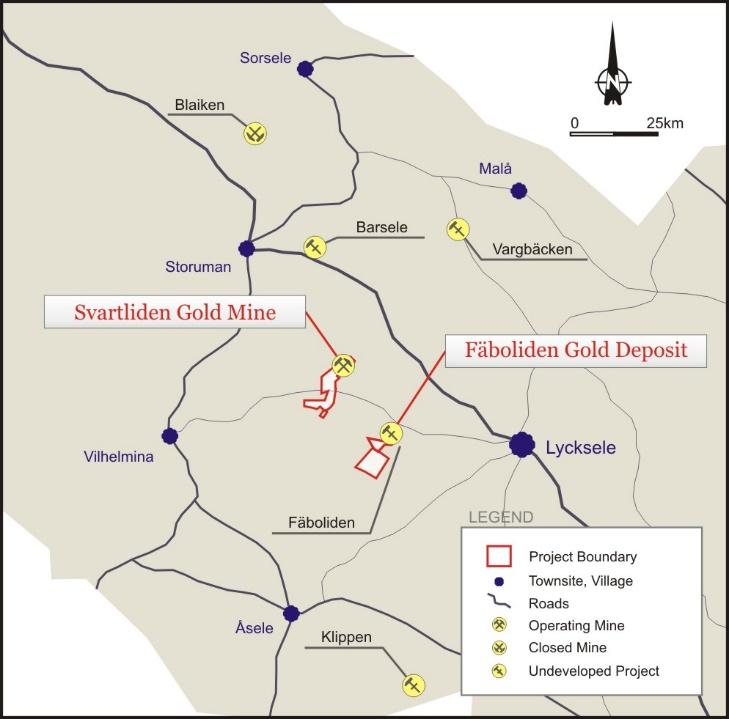 Svartliden Production Centre Fäboliden Gold Project Conditional Sale and Purchase Agreement executed to acquire the Fäboliden Gold Project Total consideration of 40 MSEK (~A$6.