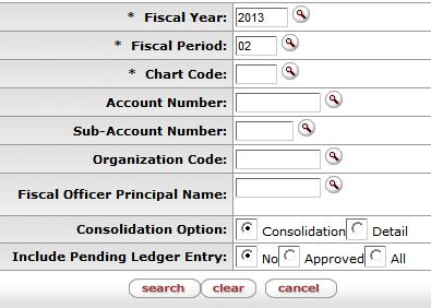 Current Account Balance Lookup Chart Code is Required Search by Account, Sub- Account, Org Code or Fiscal
