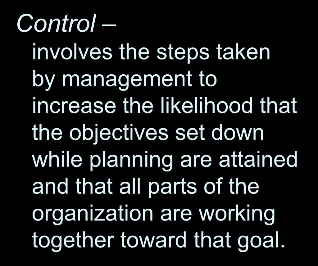 the likelihood that the objectives set down while planning