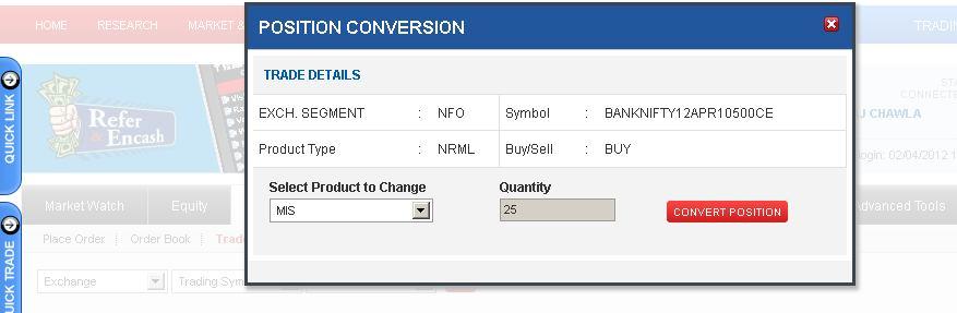 You have to select the Product to which you want to convert the