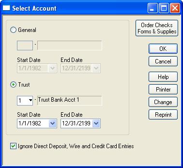 On the Data Entry > Trust Bank pull-down menu: Receipt Bank to Bank Transfer Trust to Office Transfer.