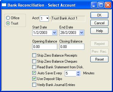 Close the Deposit Slips List window and return to the Select Account window by clicking Cancel. 10. Close the Select Account window by clicking Cancel.