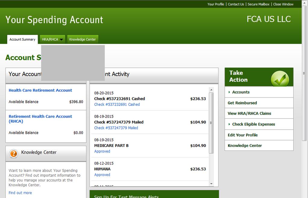 Your Spending Account Home Page