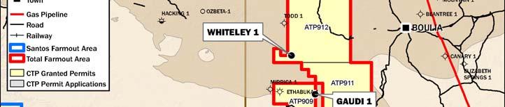 exploration well Whiteley1 targeting the unconventional gas potential of the Lower Arthur Creek Formation.