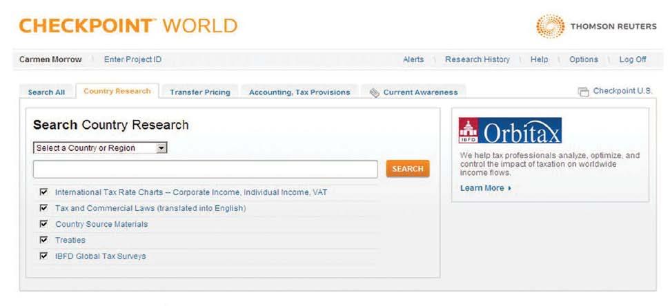 Country Research Country Research tab includes search and browse capability available on other workflow tabs.