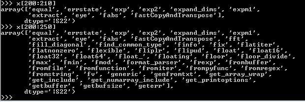 generate an array with all of those functions as follows: >>>x=np.