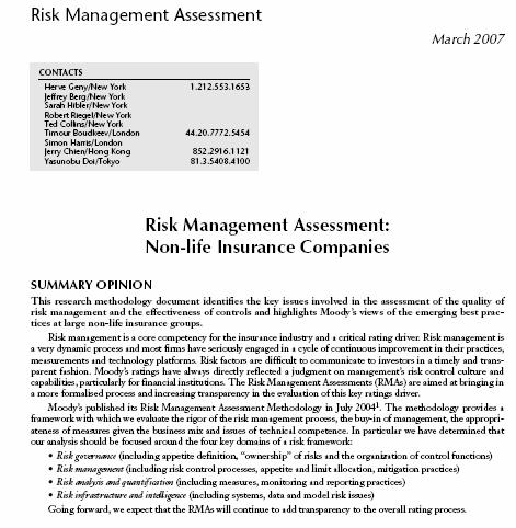 How does Moody s assess Risk Management?