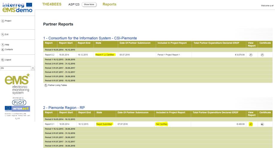 FLC checks in the ems Selecting the partner reports The first page displayed when accessing the ems is the dashboard.