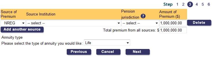 Step 5) Annuity details: Select and change annuity details.