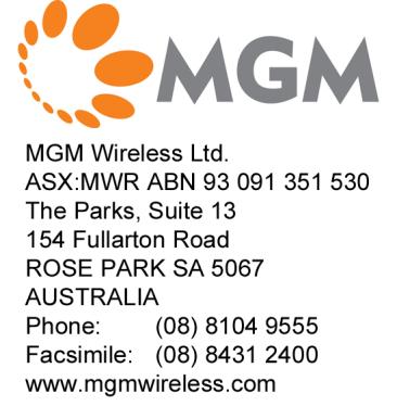 ASX Market Announcements Australian Securities Exchange 20 Bridge Street Sydney NSW 2000 ASX Release MGM Wireless Ltd Monday, 31 August 2015 MGM Wireless announces 46% growth in net profit, increased