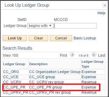 If not correct, use the Look Up icon and select your correct Business Unit. 9. In the second Ledger Group field, to the far right, click the Look Up icon.