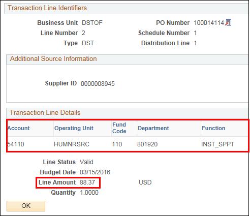 The Line Amount shows the line amount of this particular purchase order line, not the total amount of the Purchase Order.