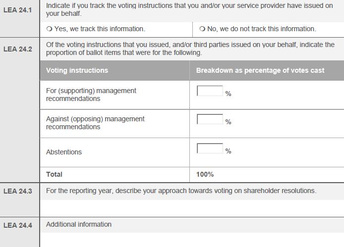 LEA 24 DIRECT LISTED EQUITY ACTIVE OWNERSHIP OUTPUTS AND OUTCOMES Reporting from ProxyExchange Similar to item 23.