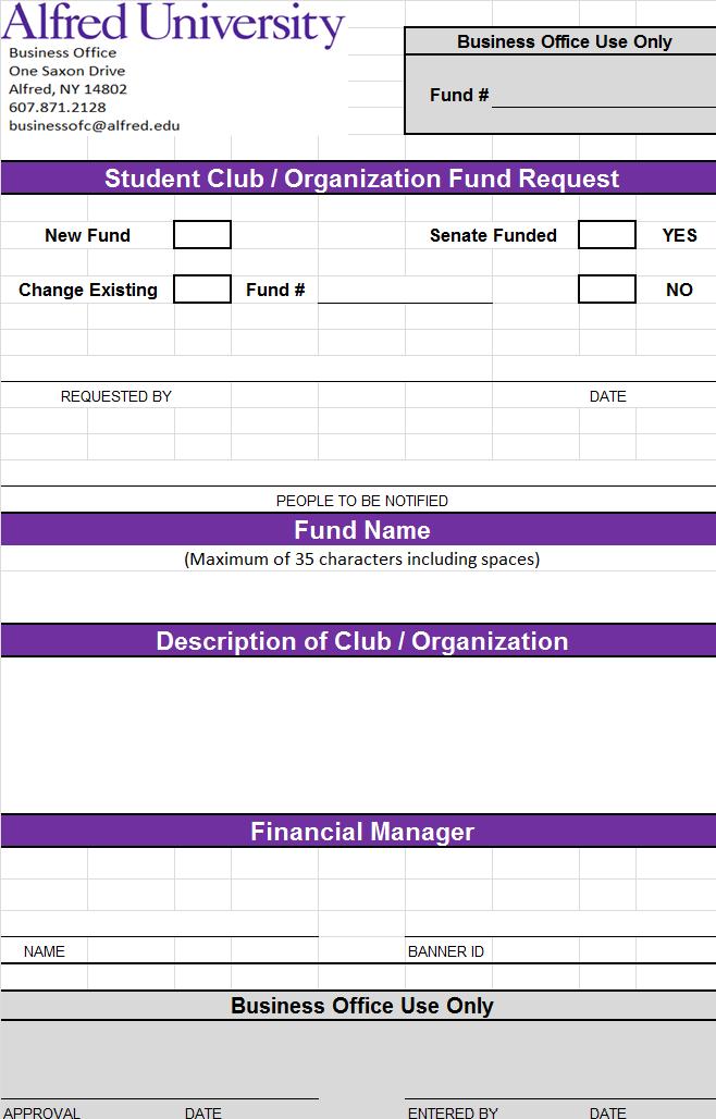 Request for New/Change to Fund Number Overview This form is used to request or change a fund number.