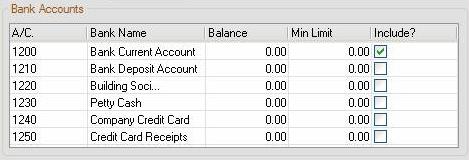 Book Balance for Bank Account(s) Regular Payments Forecast Payments Regular Receipts Forecast Receipts Forecast Book Balance for Period Displays the total starting balance for the selected bank