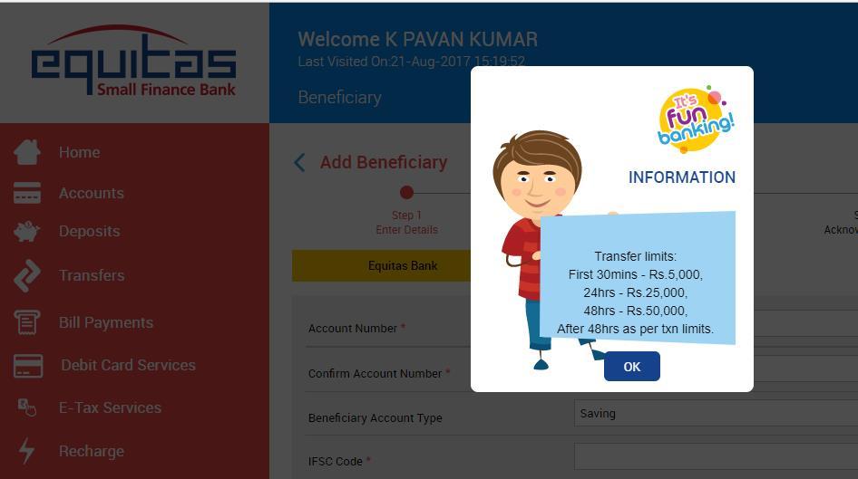 Retail Beneficiary Registration steps - NEW CPIN A/C# with IFSC code from GST website to be used