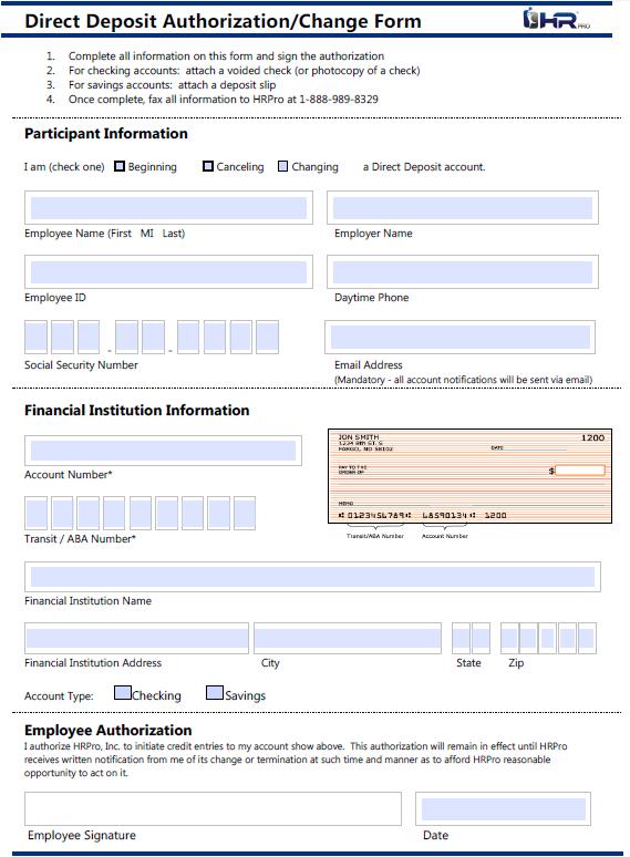 HOW TO SET UP DIRECT DEPOSIT Complete the Direct Deposit Authorization Form For checking accounts, attach a voided check (or