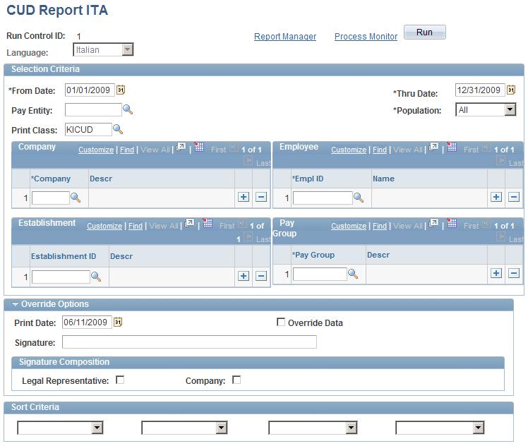 Managing Year-End Reports Chapter 18 CUD Report ITA page Enter the parameters for the population you want to process.