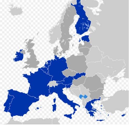Countries using Euro currency: Europe contains four of the top