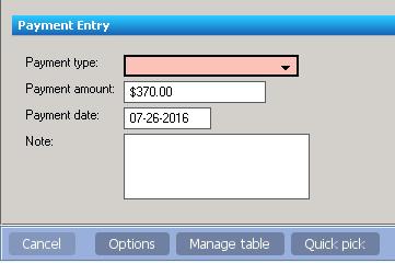 Reviewing Charges If there is no unapplied money in the patients account, a Payment Entry window will display.