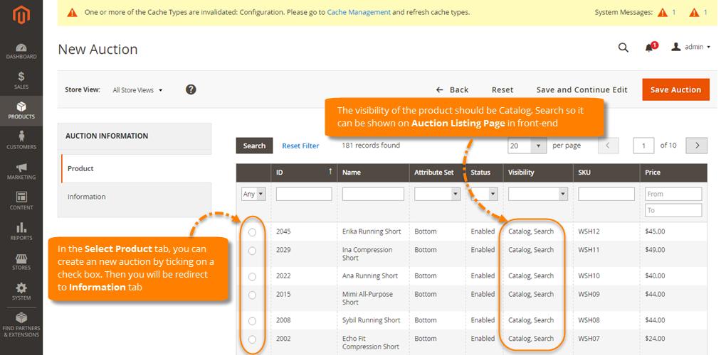 After choosing the product, the system will simultaneously navigate you to Auction Information page Fill in all required information