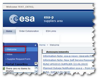 After login this Home Screen, sub-tab Welcome is shown If you had forgotten your username or password contact idhelp@esa.
