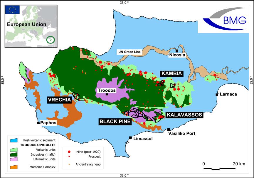 TREASURE PROJECT CYPRUS BMG is exploring Cyprus for highgrade coppergoldzincsilver and nickelcoppercobaltgold deposits.