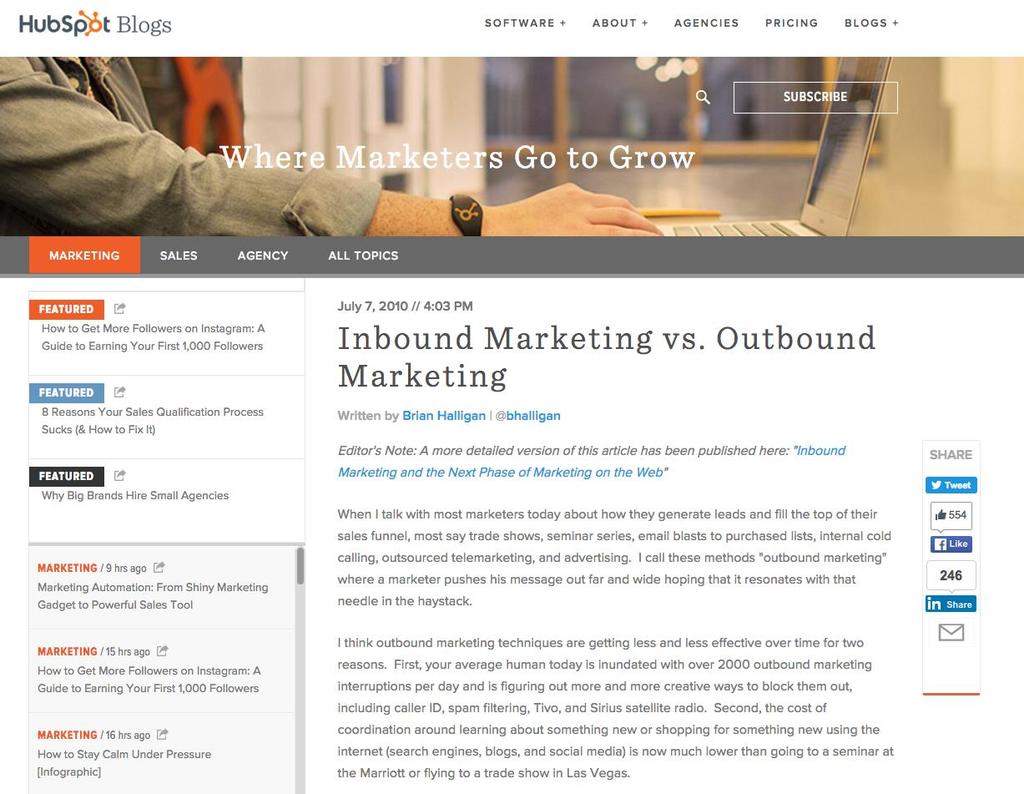 What Does an Inbound Asset Look Like? This post was written by HubSpot CEO Brian Halligan in July 2010.