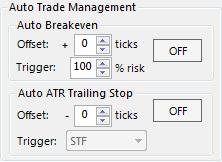 Auto Trade Management The Auto Trade Management section provides two key automated trade management features associated with MTPredictor trade management: Auto Breakeven and Auto ATR Trailing Stop.